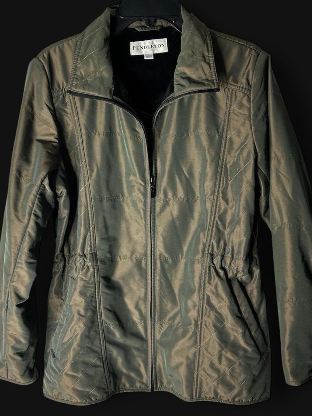 Pendleton Women's Green Gold Iridescent Color Nylon Lined Lightweight Jacket